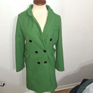 SHEIN Vibrant Green Double-Breasted Pea Coat- W Sz 6